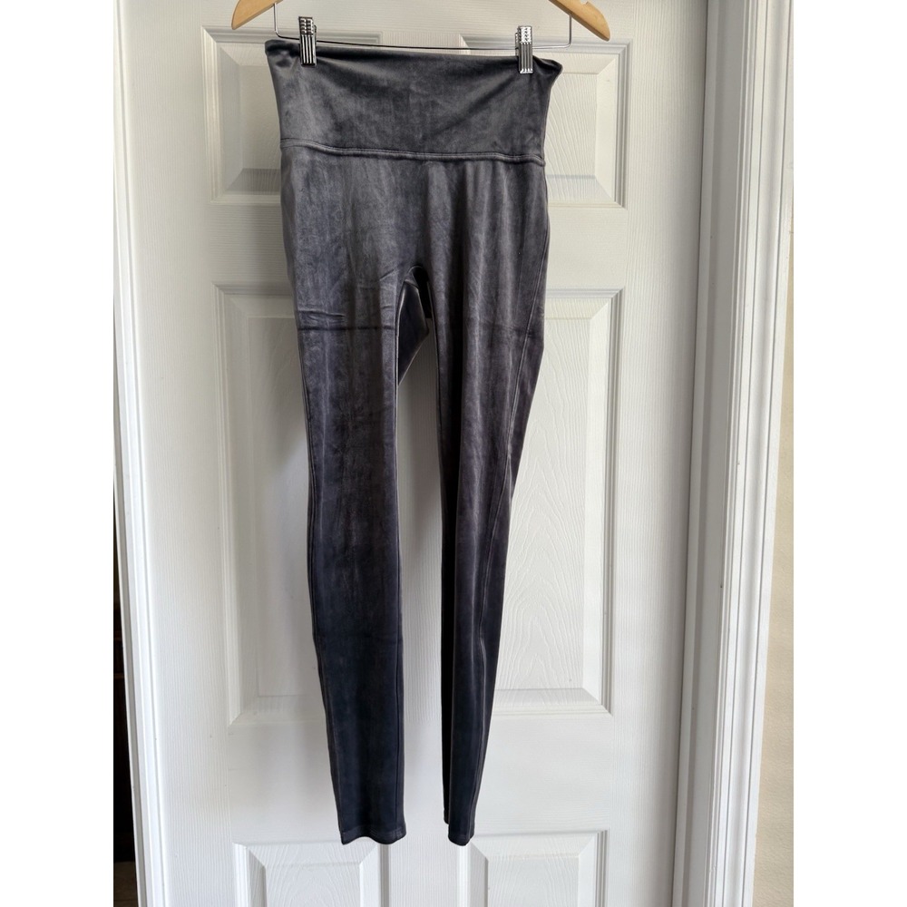 Spanx Velvet Leggings Womens Medium Grey High Waisted Skinny Compression 20300R